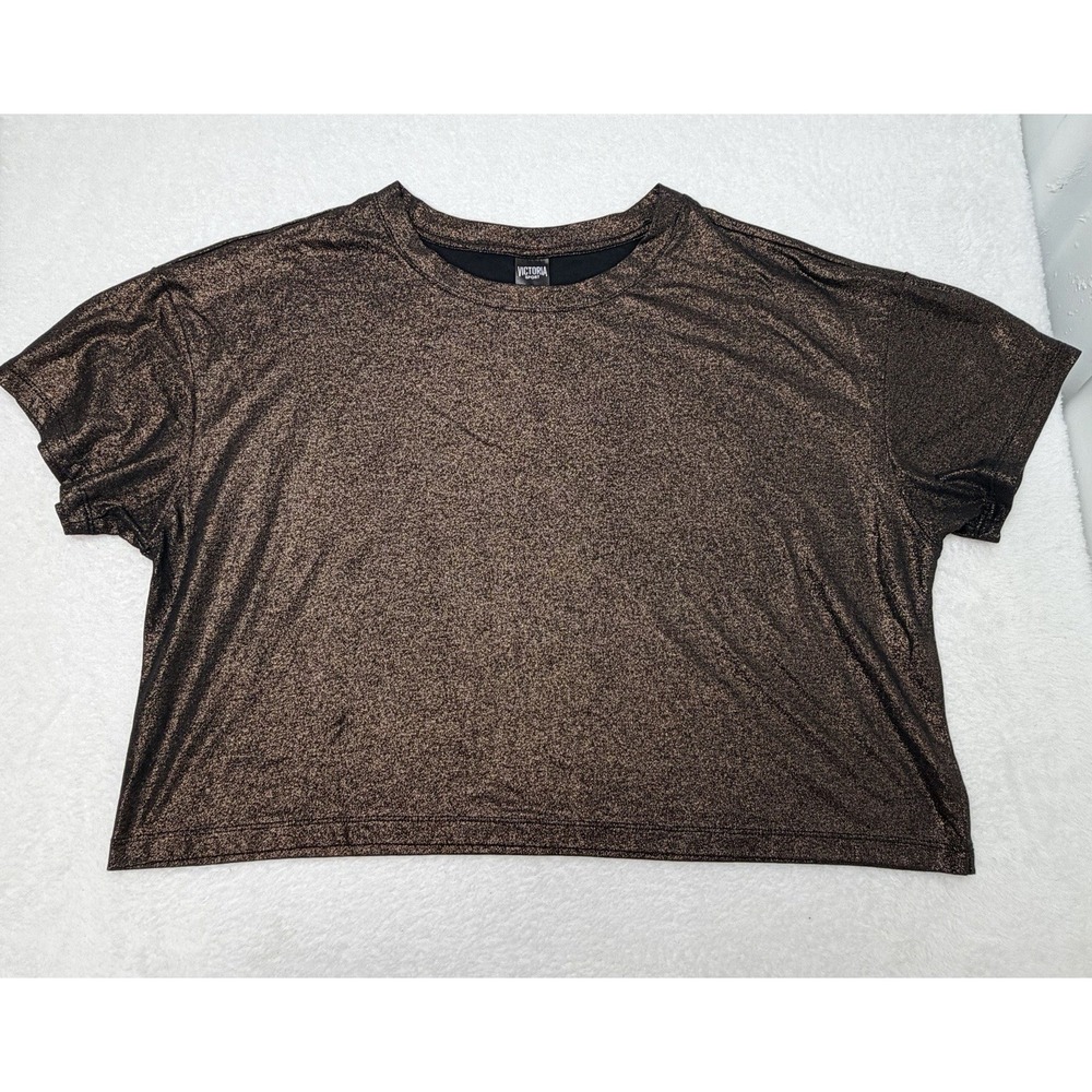 Victoria Sport Secret Womens Medium Bronze Metallic Shimmer Crop Top Shirt M